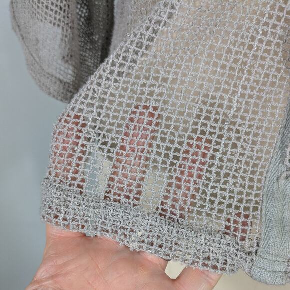 Net Top OS Tan Taupe Lagenook Button Funky Artsy Eclectic Beach Neutral Open - Picture 3 of 11